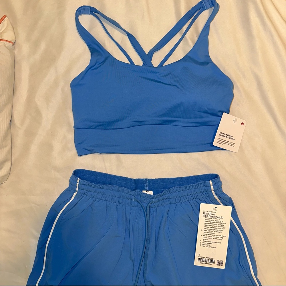 Bundle Court Rival HR shorts 6 + Energy Longline Evolve Bra Small - Pool Party